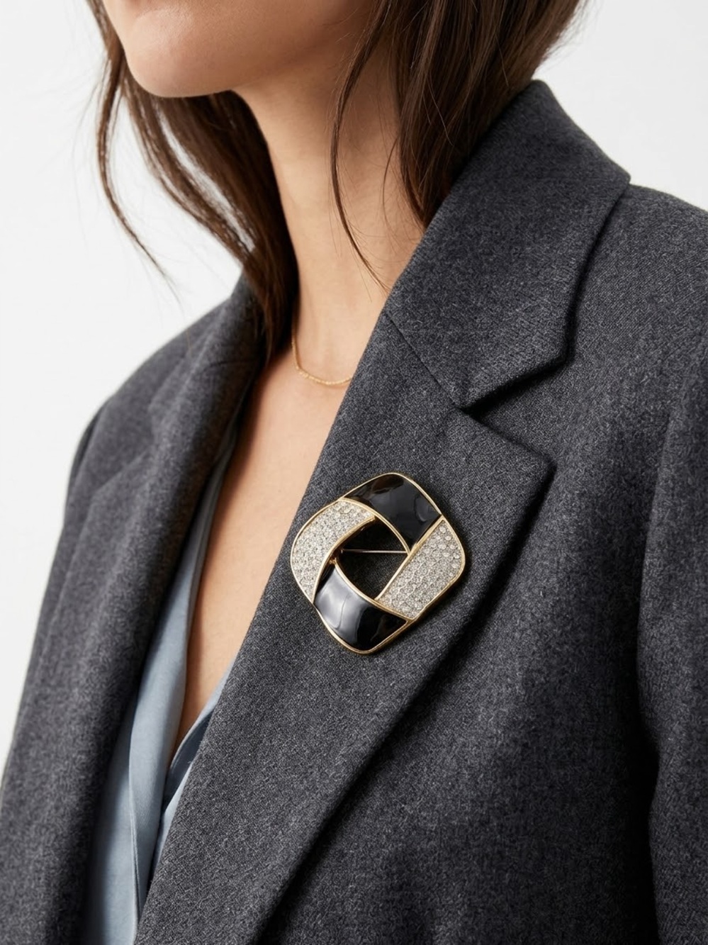 Butler Black Enamel Brooch
